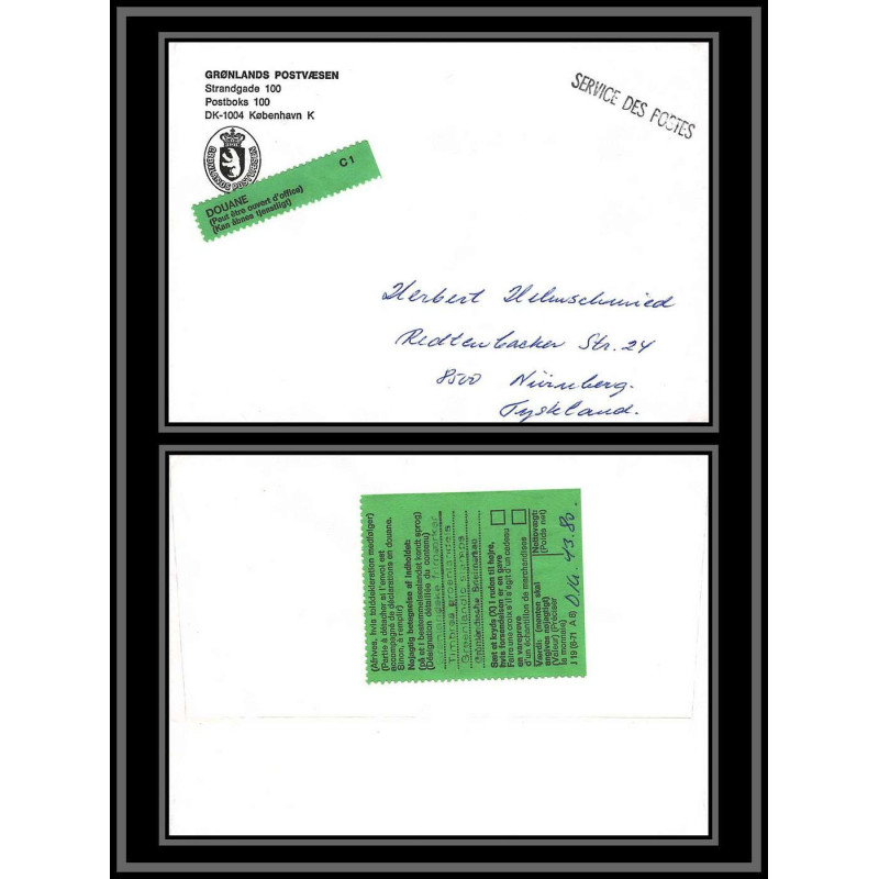 097196 gronland groenland douane arctique arctic north pole lettre cover