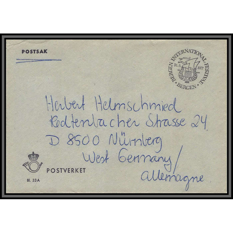 097202 bergen festival 1977 norge norvège arctique arctic north pole lettre cover