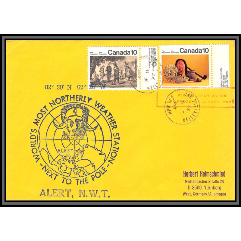 097223 weather station alert 3/11/1977 canada arctique arctic north pole lettre cover