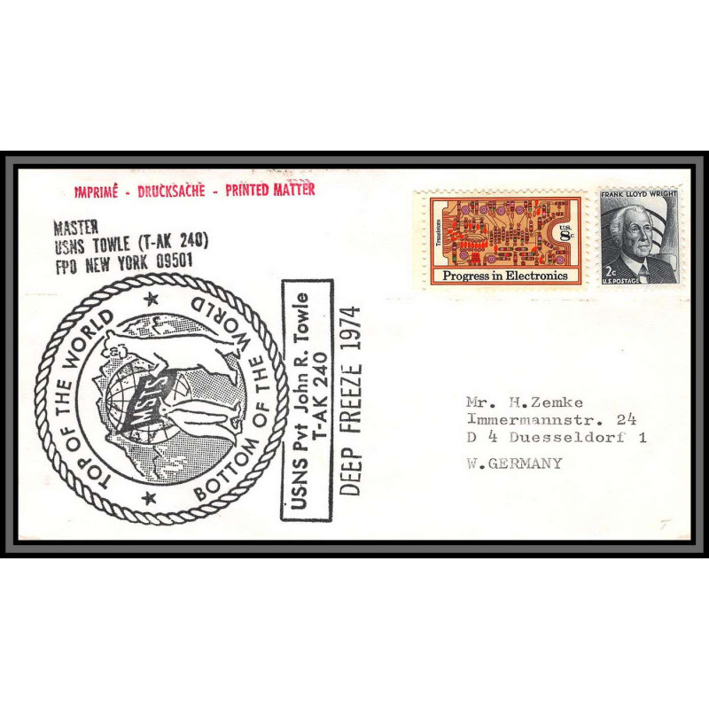 097225 usns towle deep freeze 1974 usa antarctic antarctique lettre cover