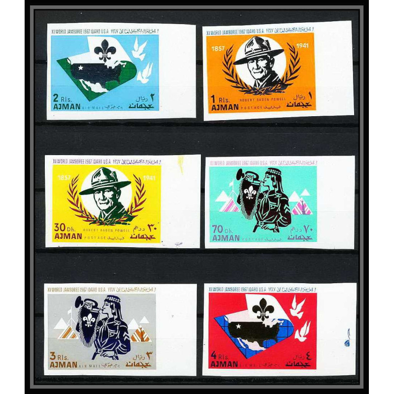 404z - Ajman MNH ** N° 182 / 187 B Scout (Pfadfinder jamboree scouts) Farragut state park 1967 non dentelé (Imperf)