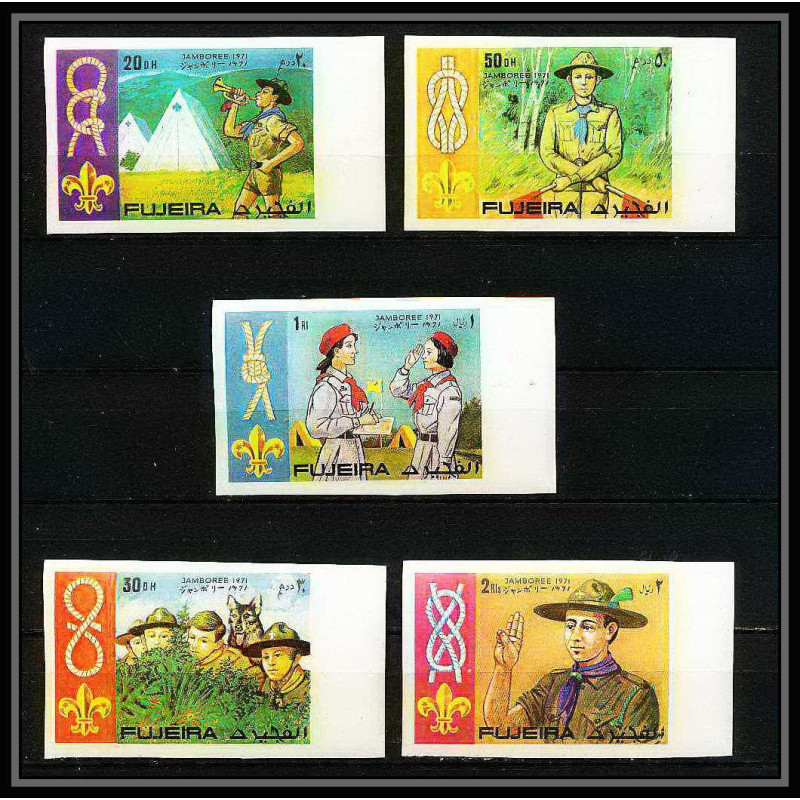 405 - Fujeira MNH ** Mi N° 679 / 683 B non dentelé (Imperf) Scout (Pfadfinder scouting jamboree scouts) japan 1971