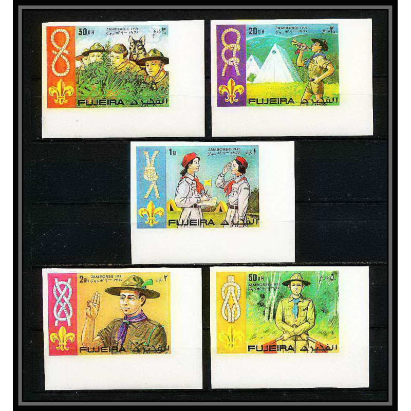 405a - Fujeira MNH ** Mi N° 679 / 683 B non dentelé (Imperf) Scout (Pfadfinder scouting jamboree scouts) japan 1971