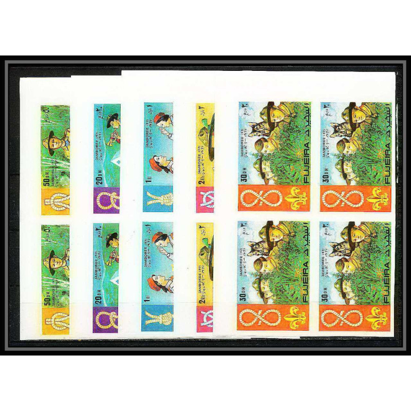 405b Fujeira MNH ** Mi N° 679 / 683 B non dentelé (Imperf) Scout (Pfadfinder scouting jamboree scouts) japan bloc 4