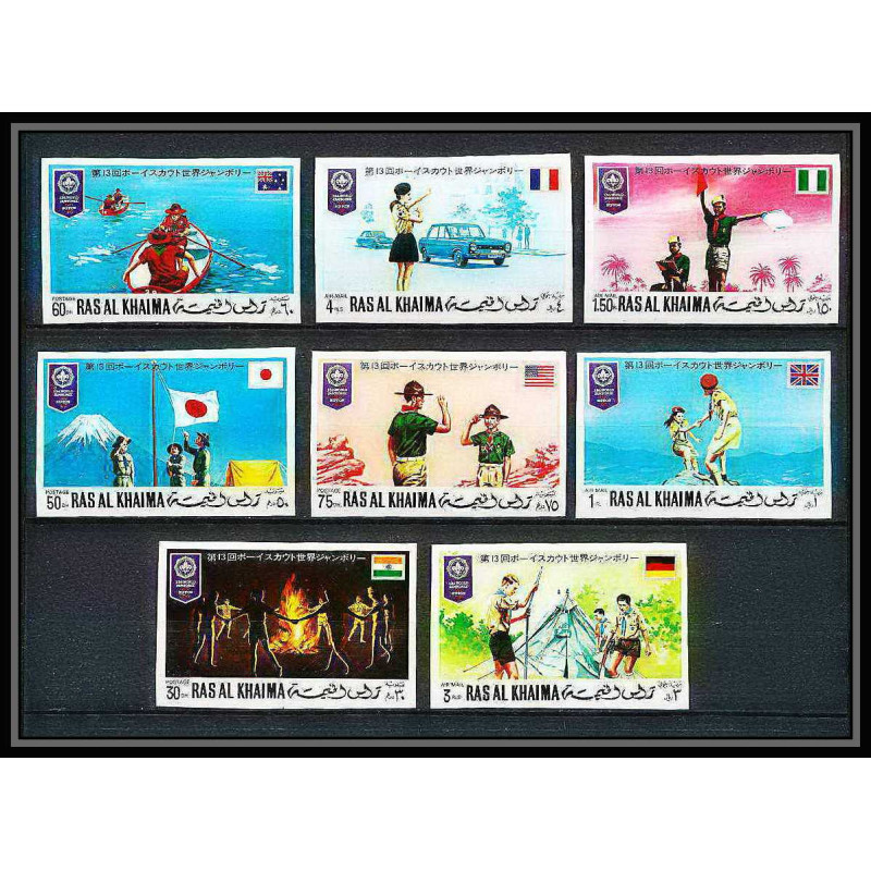 406 - Ras Al Khaima MNH ** Mi N° 519 / 526 B non dentelé (Imperf) Scout (Pfadfinder scouting jamboree scouts) japan