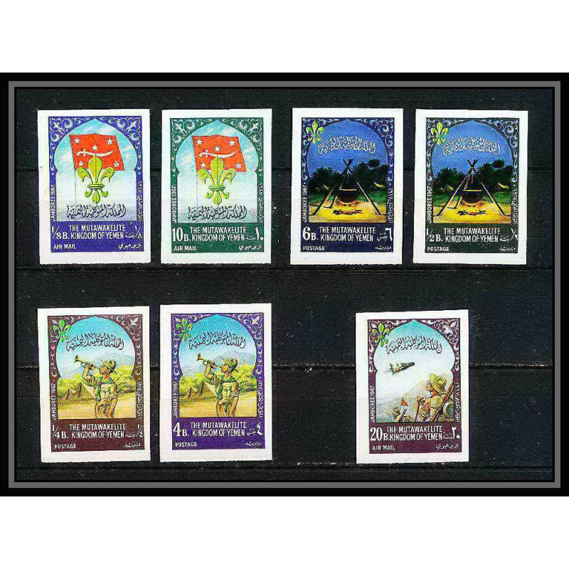 409 - Yemen kingdom MNH ** Mi N° 365 / 371 A Scout Pfadfinder world jamboree scouts usa idaho 1967 Non dentelé imperf