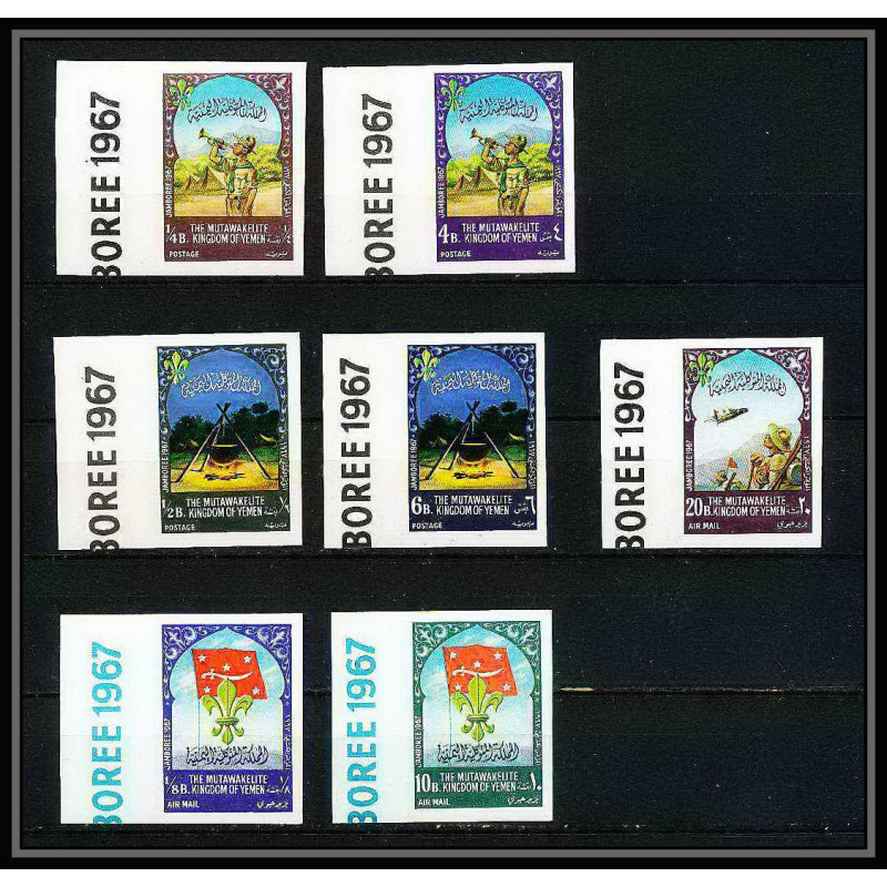409b - Yemen kingdom MNH ** Mi N° 365 / 371 A Scout Pfadfinder world jamboree scouts usa idaho 1967 Non dentelé imperf