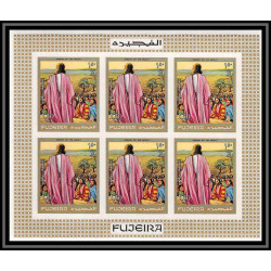 411 Fujeira MNH ** Mi N° 431 / 438 B scènes from the bible adam et eve jesus christ Non dentelé imperf feuilles sheet