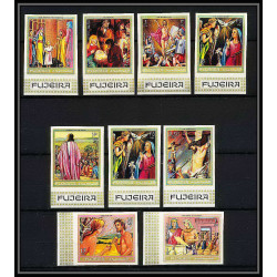 411c Fujeira MNH ** Mi N° 431 / 438 B scènes from the bible adam et eve jesus christ Non dentelé imperf