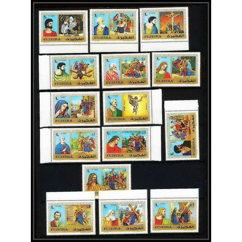 412C - Fujeira MNH ** Mi N° 559 / 573 A stations of the cross religion Bible jesus christ