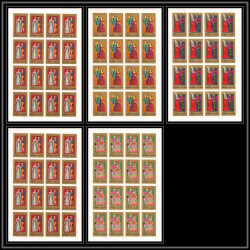 414 - Fujeira MNH ** Mi N° 870 / 874 B european costumes 15 to 19th century non dentelé (Imperf) feuilles sheets