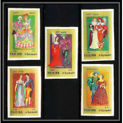 414a Fujeira MNH ** Mi N° 870 / 874 B european costumes 15 to 19th century non dentelé (Imperf)
