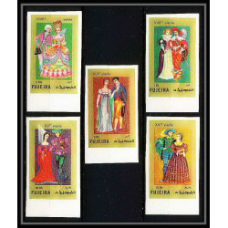 414b Fujeira MNH ** Mi N° 870 / 874 B european costumes 15 to 19th century non dentelé (Imperf)