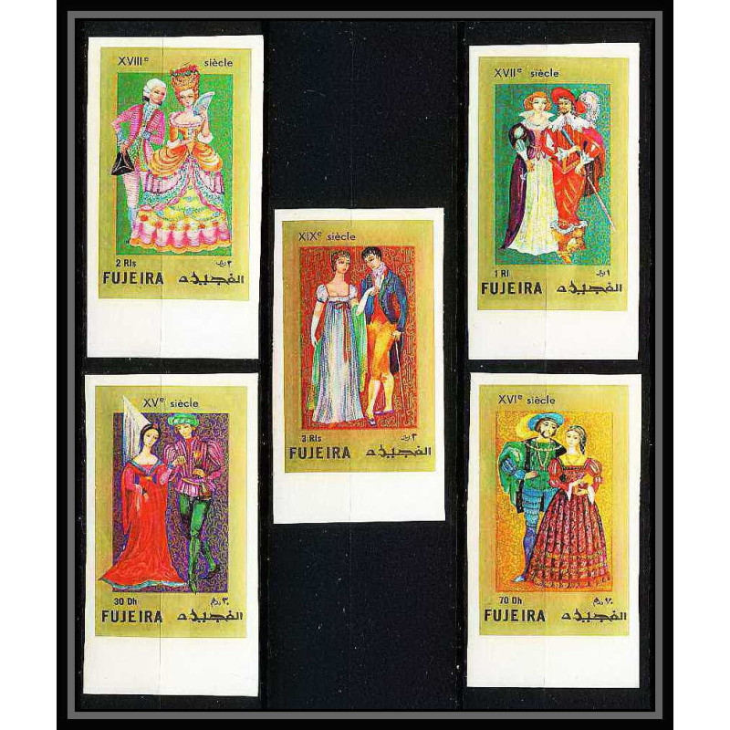 414b Fujeira MNH ** Mi N° 870 / 874 B european costumes 15 to 19th century non dentelé (Imperf)