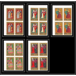 414d Fujeira MNH ** Mi N° 870 / 874 B european costumes 15 to 19th century non dentelé (Imperf) bloc 4