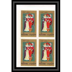 414d Fujeira MNH ** Mi N° 870 / 874 B european costumes 15 to 19th century non dentelé (Imperf) bloc 4
