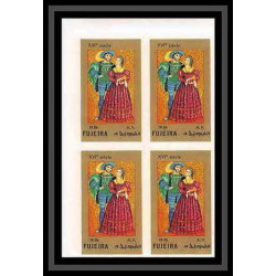 414d Fujeira MNH ** Mi N° 870 / 874 B european costumes 15 to 19th century non dentelé (Imperf) bloc 4