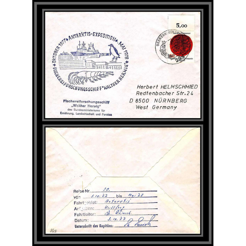 098281 antarktis expedition 1977 bremen allemagne germany antarctic antarctique lettre cover