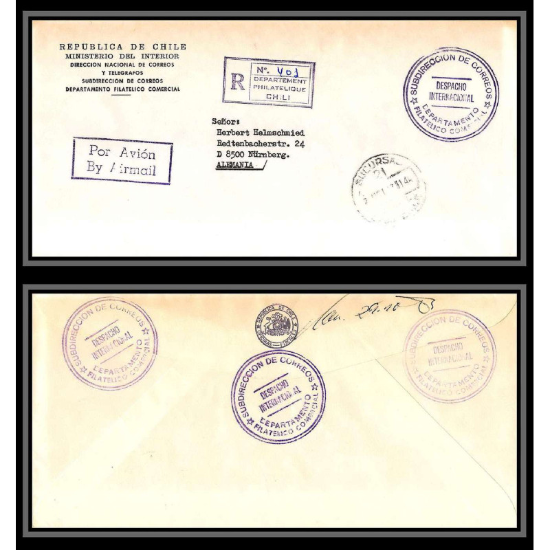 098390 ministerio de interior recommandé 1978 chile chili lettre cover