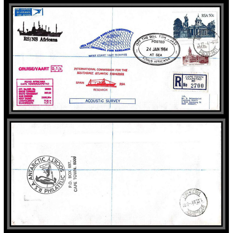 098442 rs/ns africana 24/1/1984 paquebot rsa south africa antarctic antarctique lettre cover