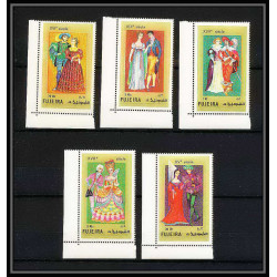 415c - Fujeira MNH ** Mi N° 870 / 874 A european costumes 15 to 19th century COIN DE FEUILLE
