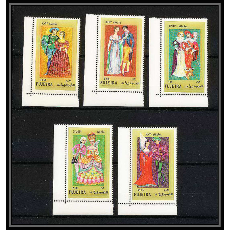 415c - Fujeira MNH ** Mi N° 870 / 874 A european costumes 15 to 19th century COIN DE FEUILLE