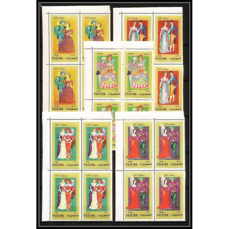 415d - Fujeira MNH ** Mi N° 870 / 874 A european costumes 15 to 19th century bloc 4