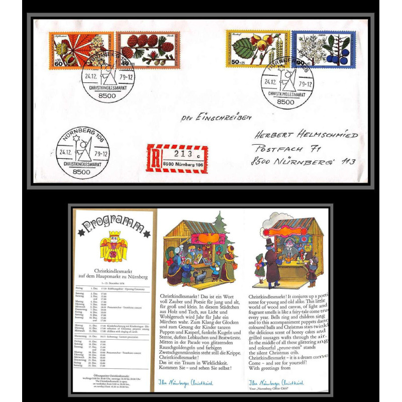098468 recommandé nurnberg 24/12/1979 christkindelsmärkt de noel allemagne germany lettre cover