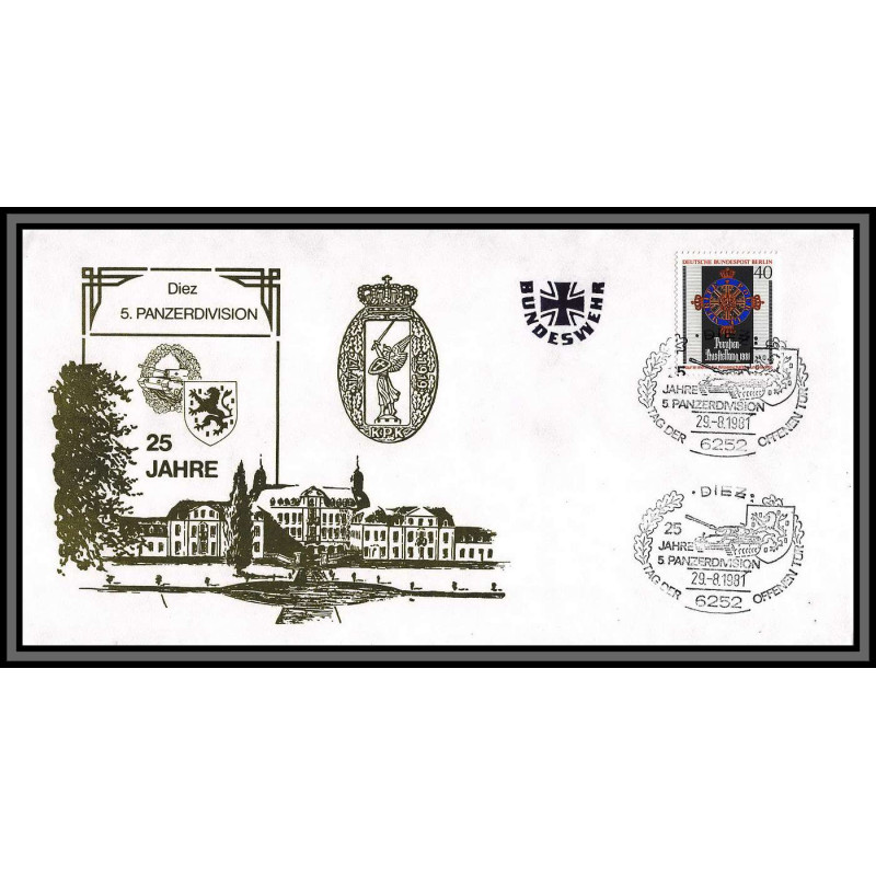 098508 5e Panzerdivision char tank 25 jahre 19/8/1981 allemagne germany lettre cover
