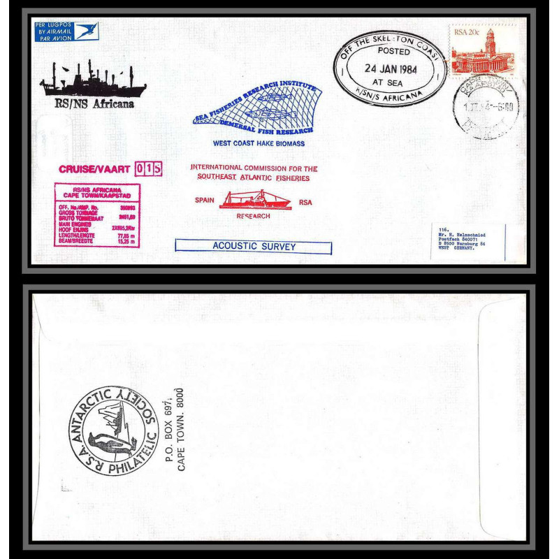 098515 rs/ns africana skeleton coast 24/1/1984 espana rsa south africa antarctic antarctique lettre cover