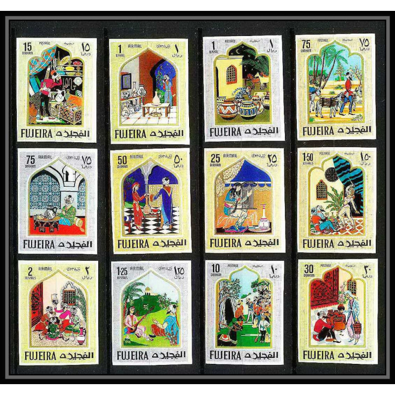417a - Fujeira MNH ** Mi N° 186 /197 B oriental fairy tales the arabian nights non dentelé (Imperf)