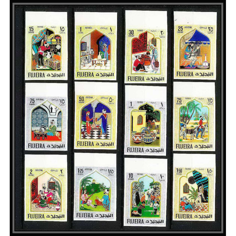 417b - Fujeira MNH ** Mi N° 186 /197 B oriental fairy tales the arabian nights non dentelé (Imperf)