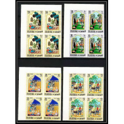 417c - Fujeira MNH ** Mi N° 186 /197 B oriental fairy tales the arabian nights non dentelé (Imperf) bloc 4 cote 52 