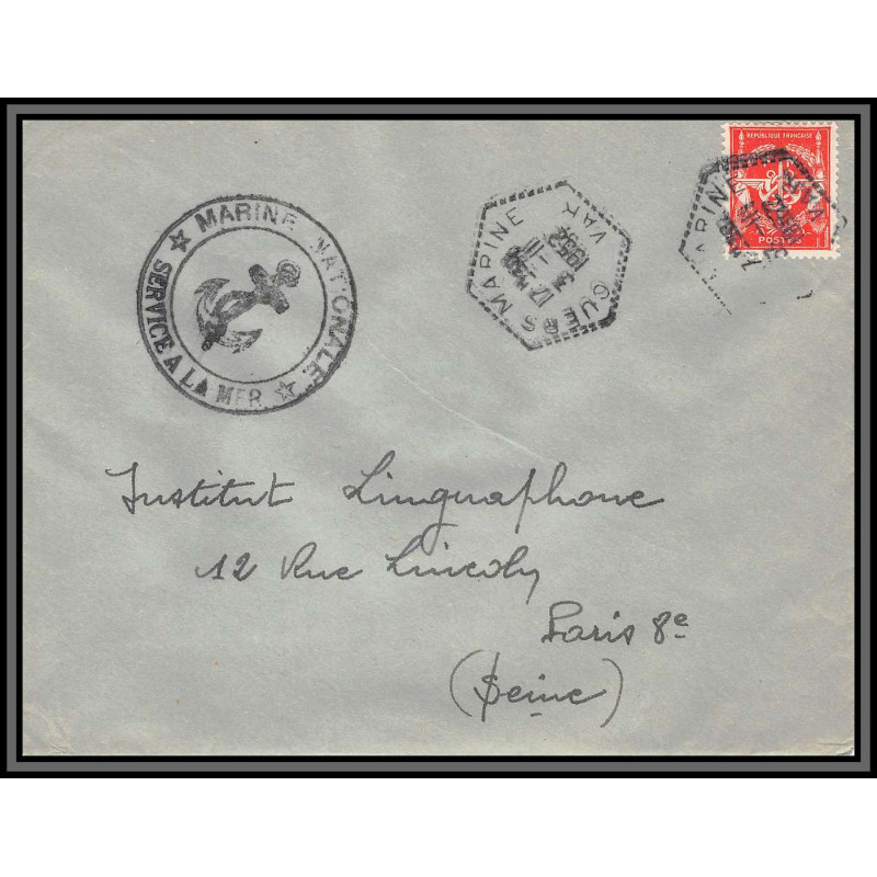 098845 france fm guers marine 1952 naval navale lettre cover