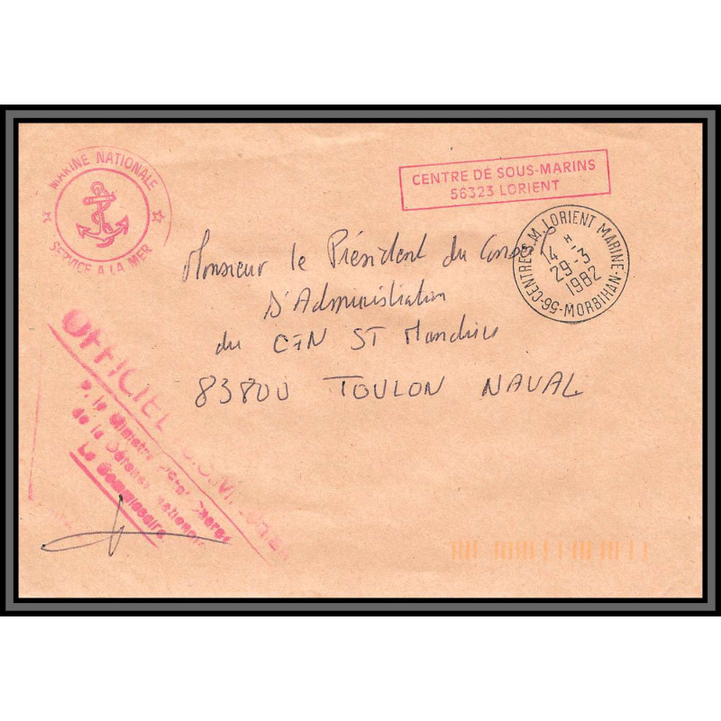 098860 france sous marins lorient 1982 fm naval navale lettre cover