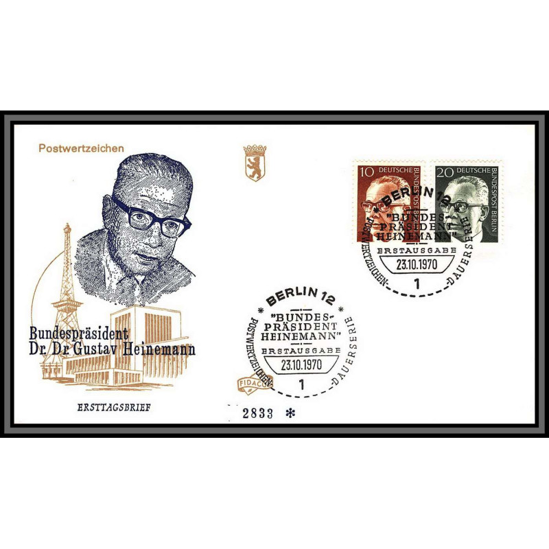 098953 bundespräsident heinemann 1970 fdc allemagne germany naval navale lettre cover