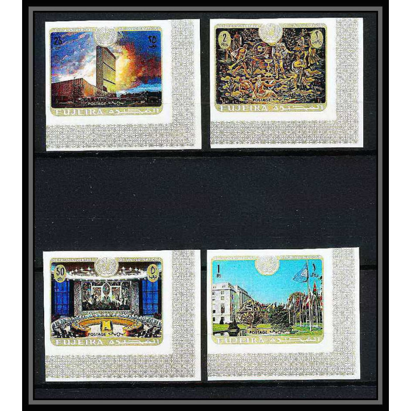 421b Fujeira MNH ** Mi N° 505 / 508 B United nations nations unies ONU UNO new york Non dentelé imperf CDF