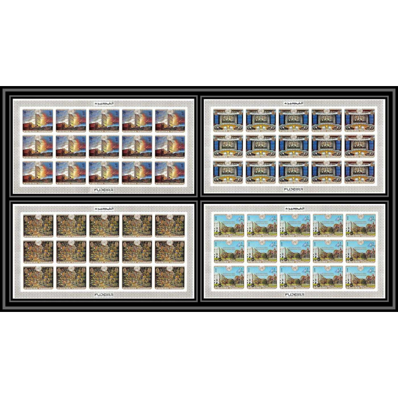 421d Fujeira MNH ** Mi N° 509 / 512 B overprint gold United nations ONU UNO non dentelé imperf feuilles sheets