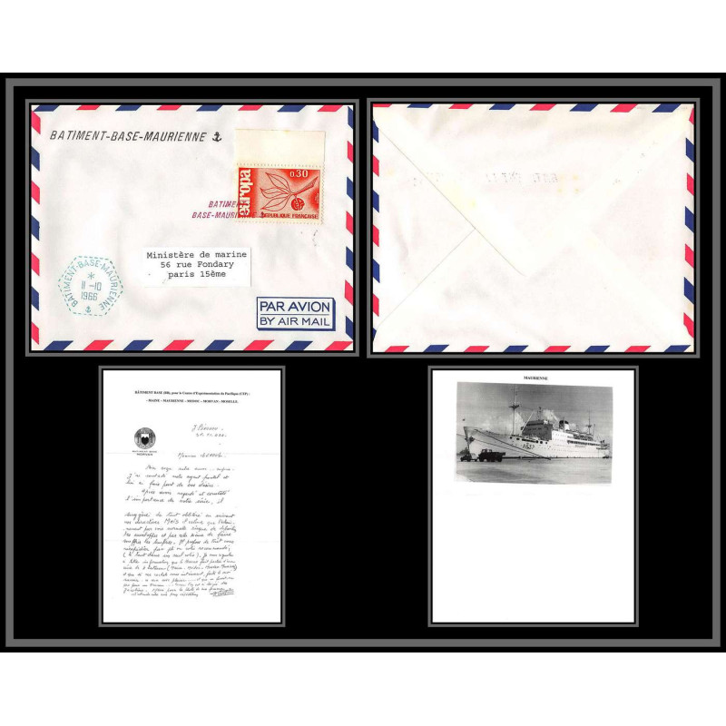 099095 double griffe griffe batiment base maurienne 11/10/1966 charente angely france naval navale lettre cover