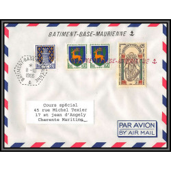 099097 griffe batiment base maurienne 11/10/1966 charente angely france naval navale lettre cover