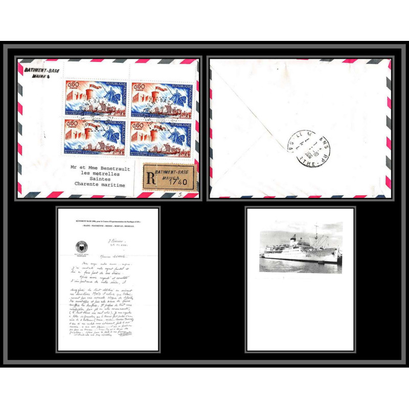 099106 hastings griffe batiment base maine 10/10/1966 recommandé charente saintes france naval navale lettre cover