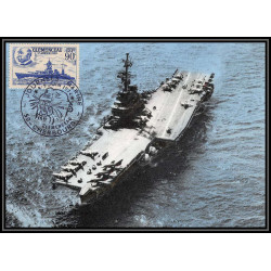 099406 porte avion clémenceau 1974 france naval navale carte maximum postcard