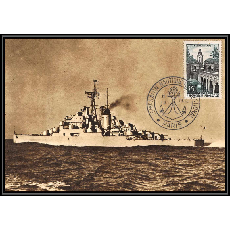 099418 croiseur colbert 25ème salon nautique 1959 france naval navale carte postale postcard