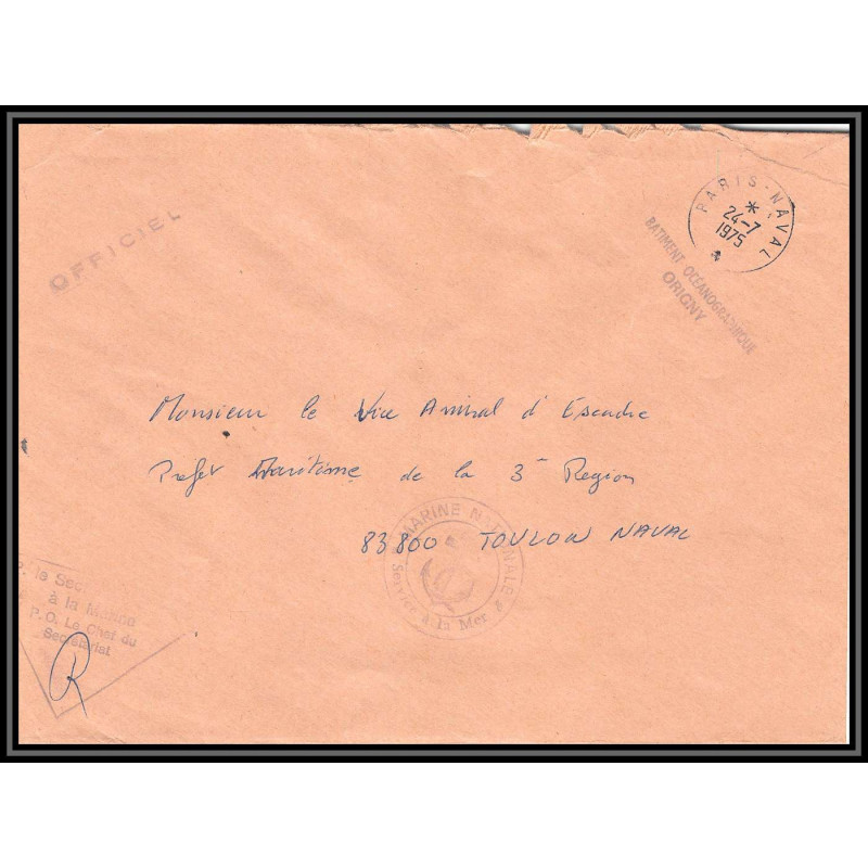 099429 origny batiment océanographique 1975 france naval navale lettre cover