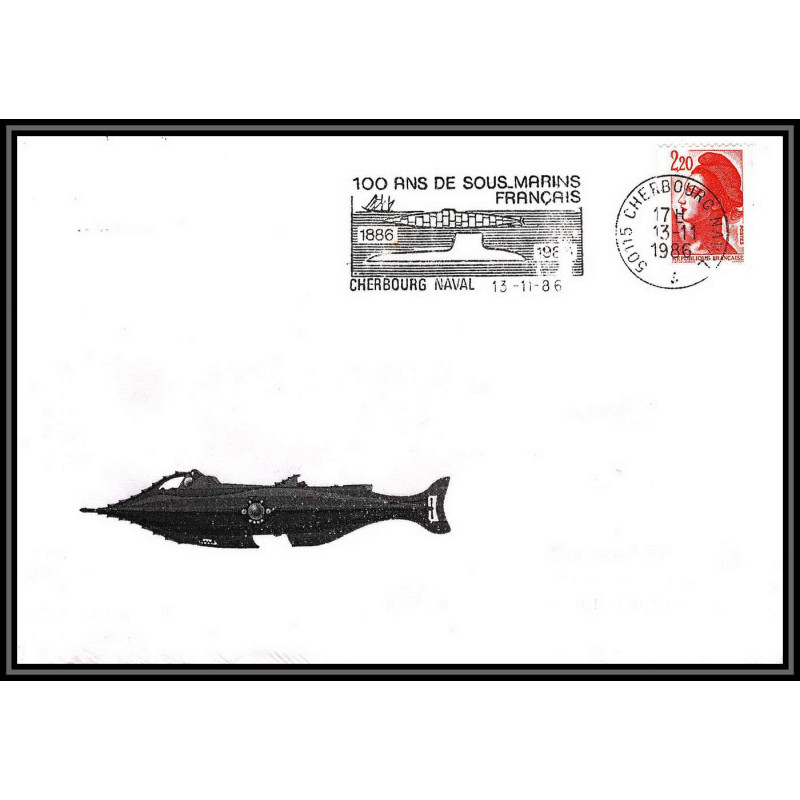 099433 cherbourg 1986 100 ans de sous marins francais france naval navale lettre cover