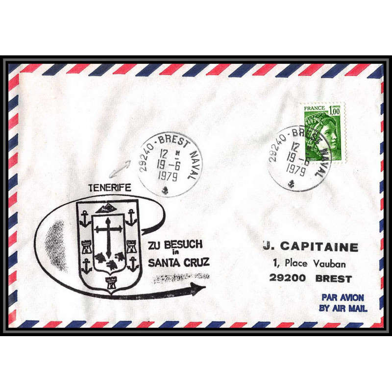 099452 tenerife zu besuch santa cruz brest 1979 france naval navale lettre cover