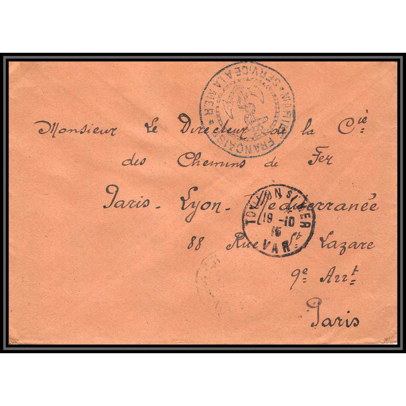 099548 marine nationale service à la mer toulon 1916 france naval navale lettre cover