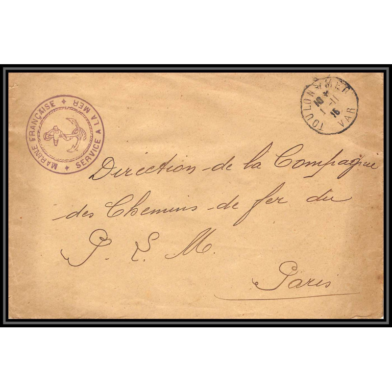 099551 marine nationale service à la mer toulon 1916 france naval navale lettre cover