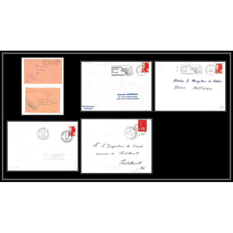 099578 bureau de lanveoc poulmic france naval navale lot de 6 lettres covers