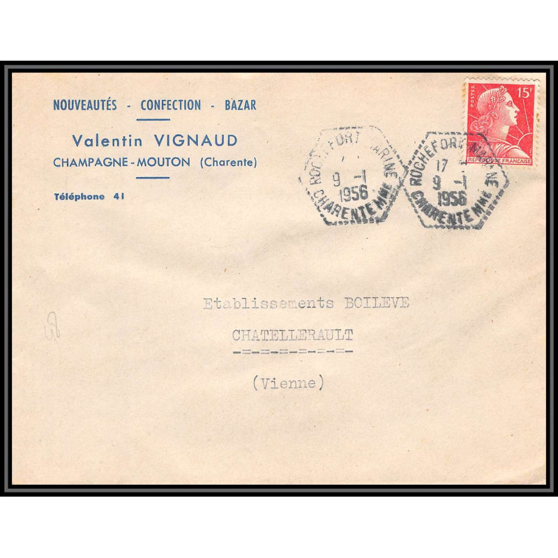 099610 bureau ROCHEFORT marine charente 1956 france naval navale lettre cover
